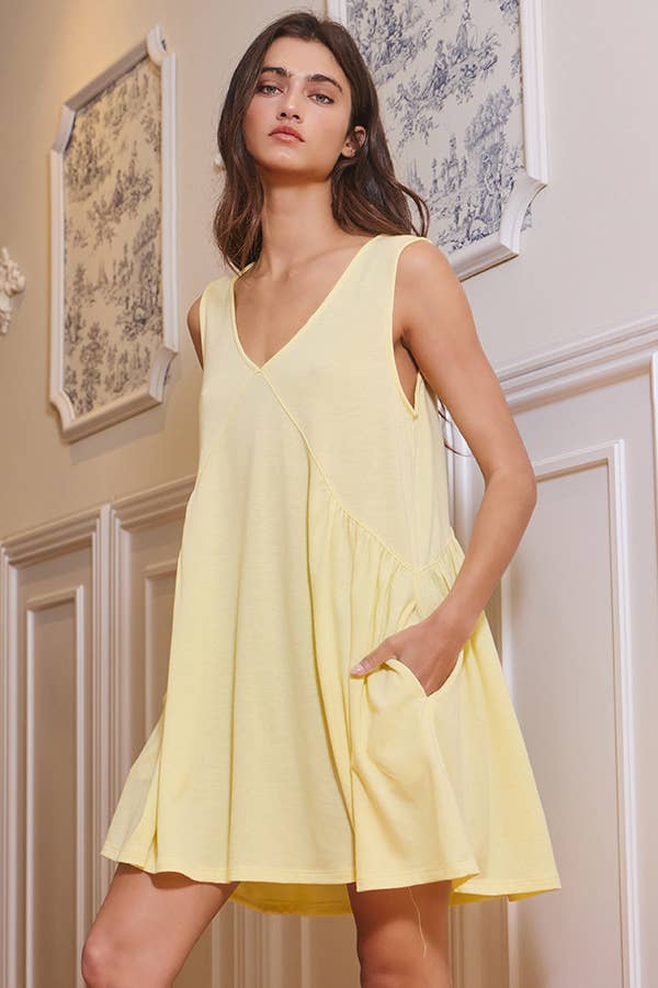Yellow Mini Babydoll Dress