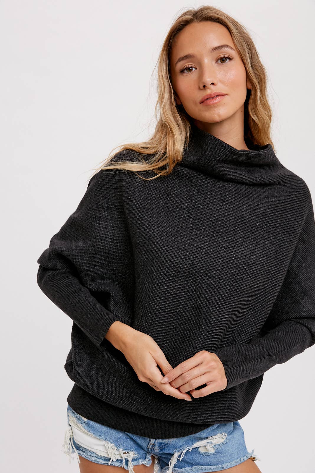 SLOUCH NECK PULLOVER: BLUSH