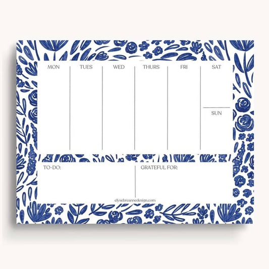 Porcelain Floral Weekly Planner Notepad, 8.5x11 in.