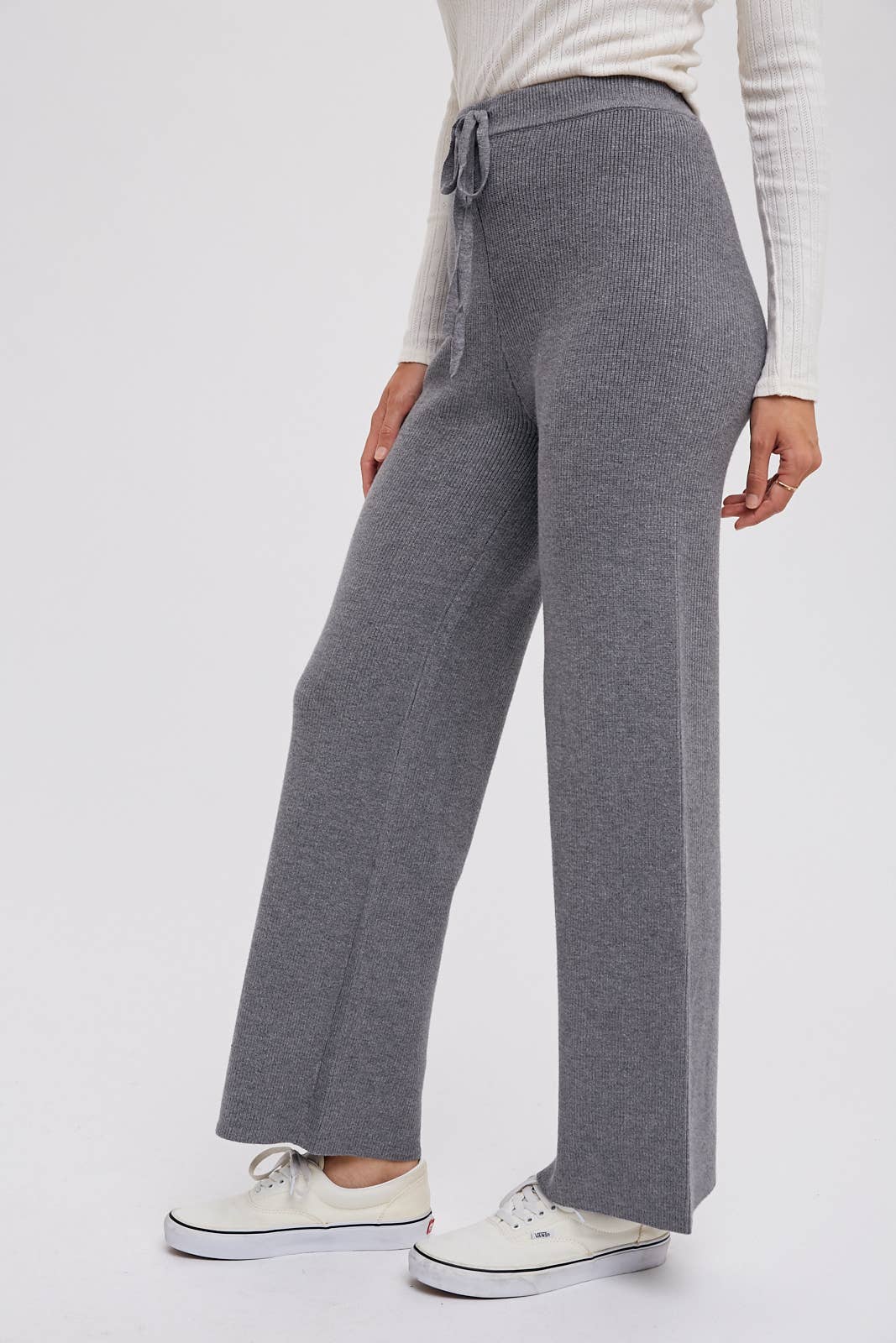 RIBBED SWEATER LOUNGE PANTS: LATTE