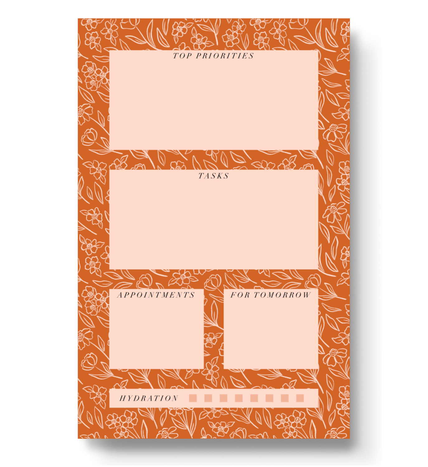 Terracotta Floral Daily Planner Notepad, 8.5x5.5 in.