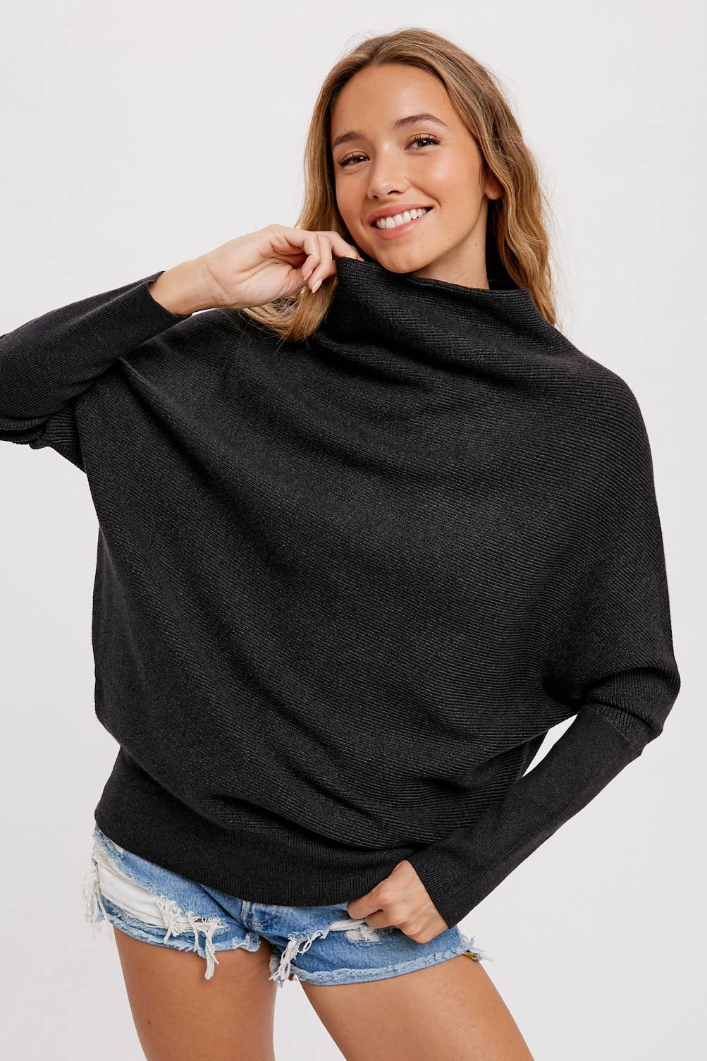 SLOUCH NECK PULLOVER: BLUSH