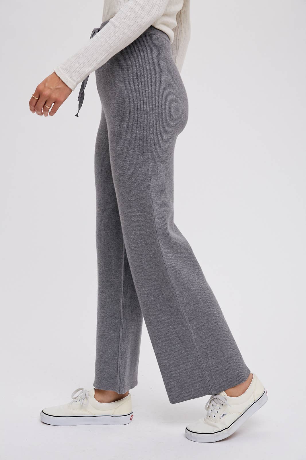 RIBBED SWEATER LOUNGE PANTS: LATTE