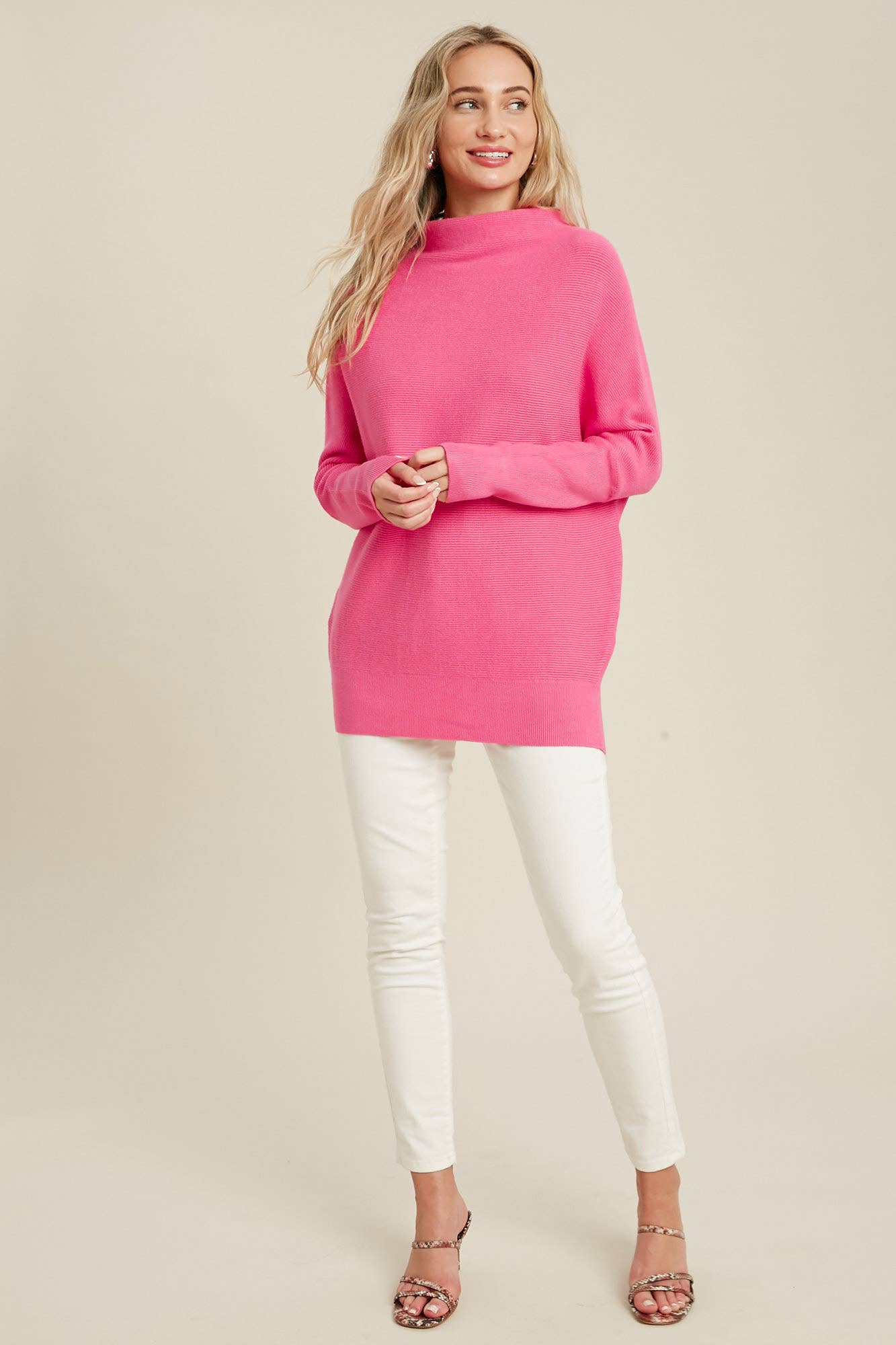 SLOUCH NECK PULLOVER: BLUSH