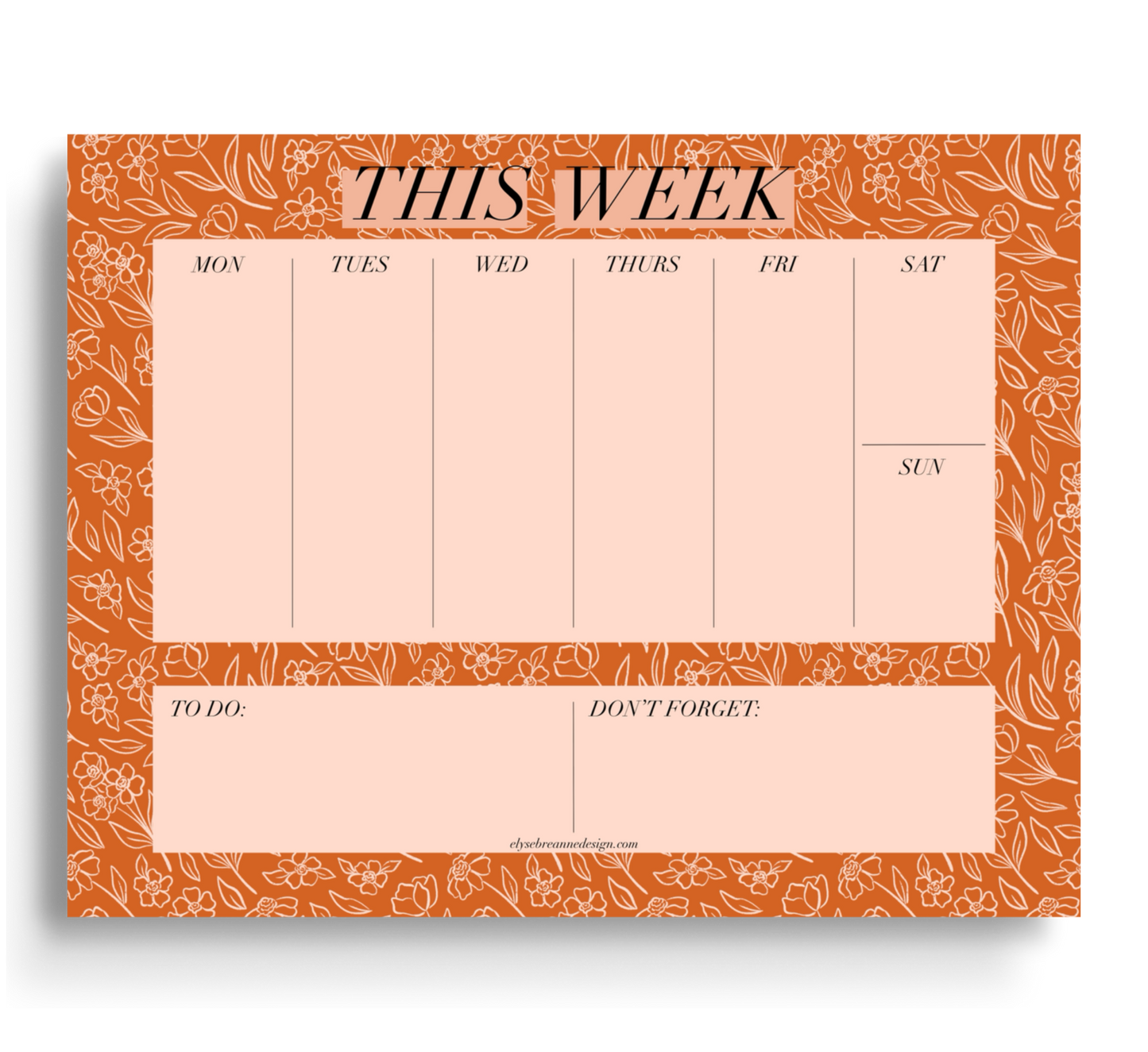 Terracotta Floral Weekly Planner Notepad, 8.5x11 in.