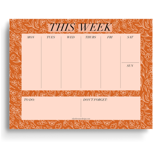 Terracotta Floral Weekly Planner Notepad, 8.5x11 in.