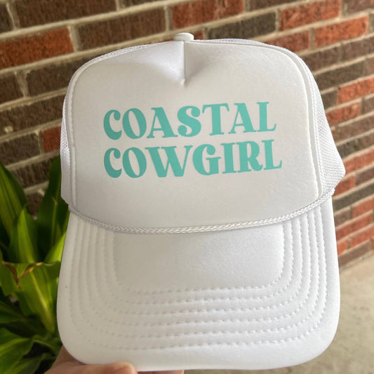 Coastal Cowgirl Trucker Hat | White: White