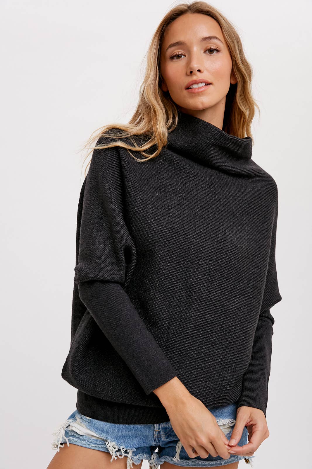 SLOUCH NECK PULLOVER: BLUSH