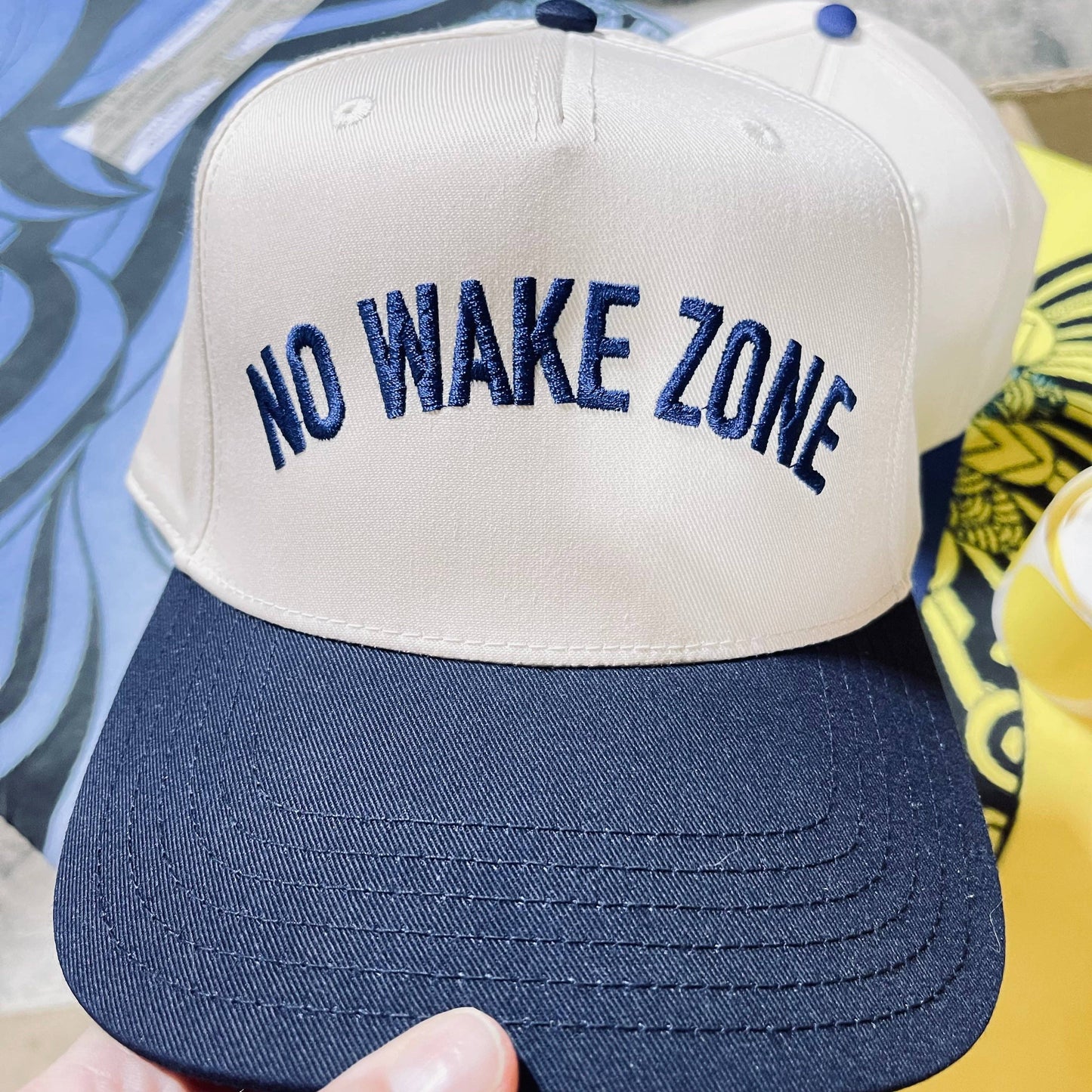 No Wake Zone Classic Trucker Hat | Natural/Navy