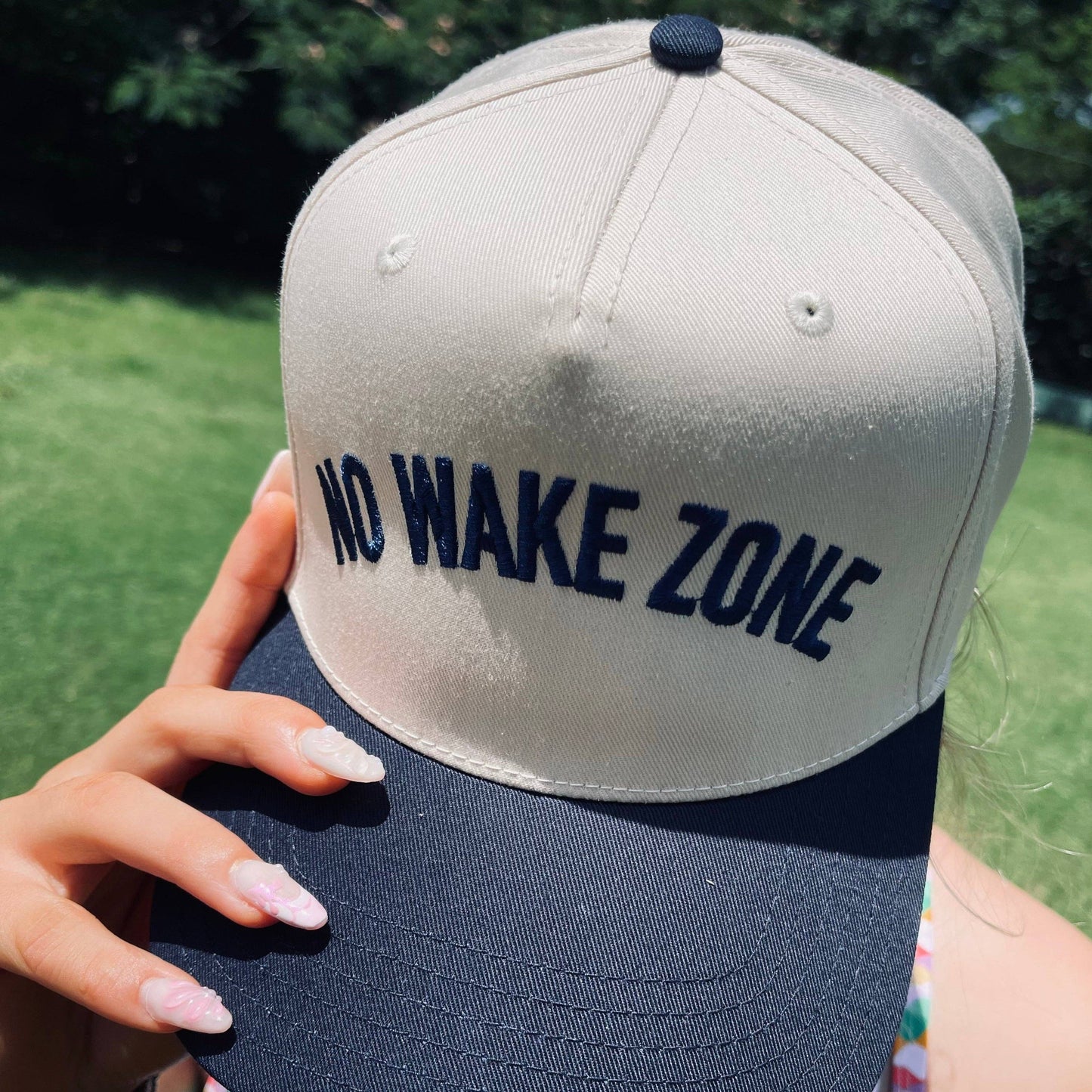 No Wake Zone Classic Trucker Hat | Natural/Navy