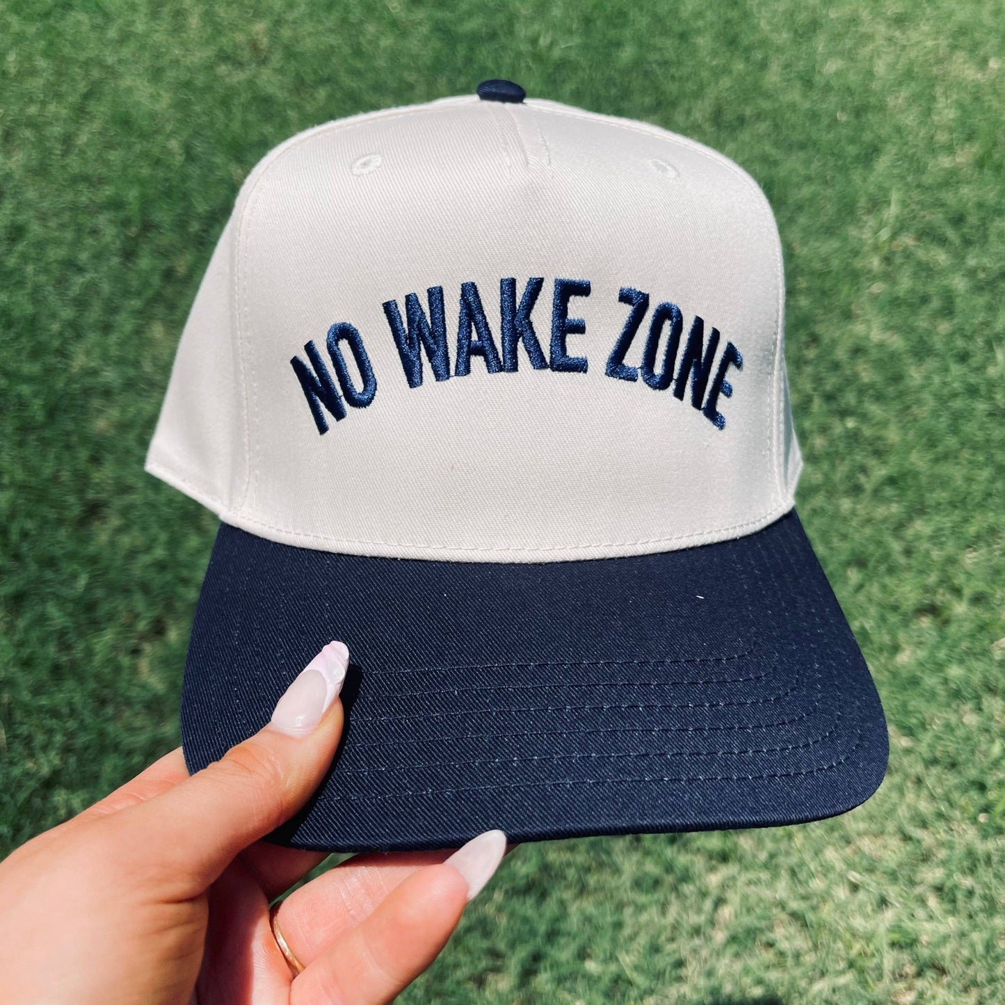 No Wake Zone Classic Trucker Hat | Natural/Navy