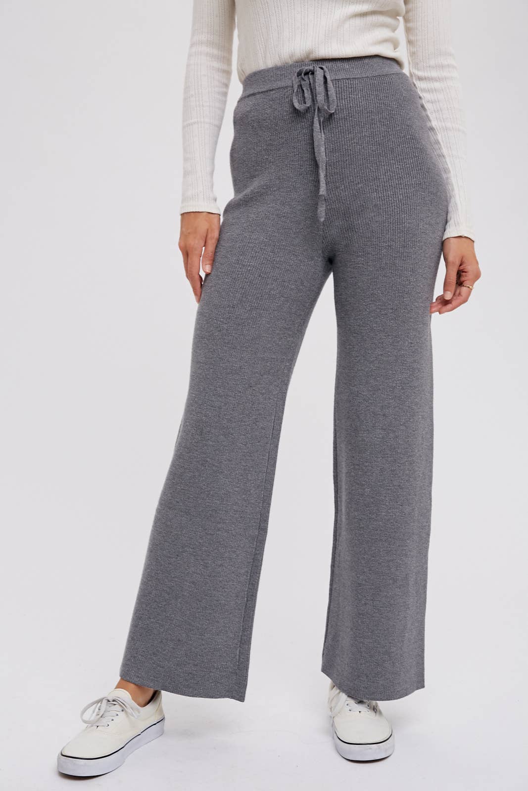 RIBBED SWEATER LOUNGE PANTS: LATTE