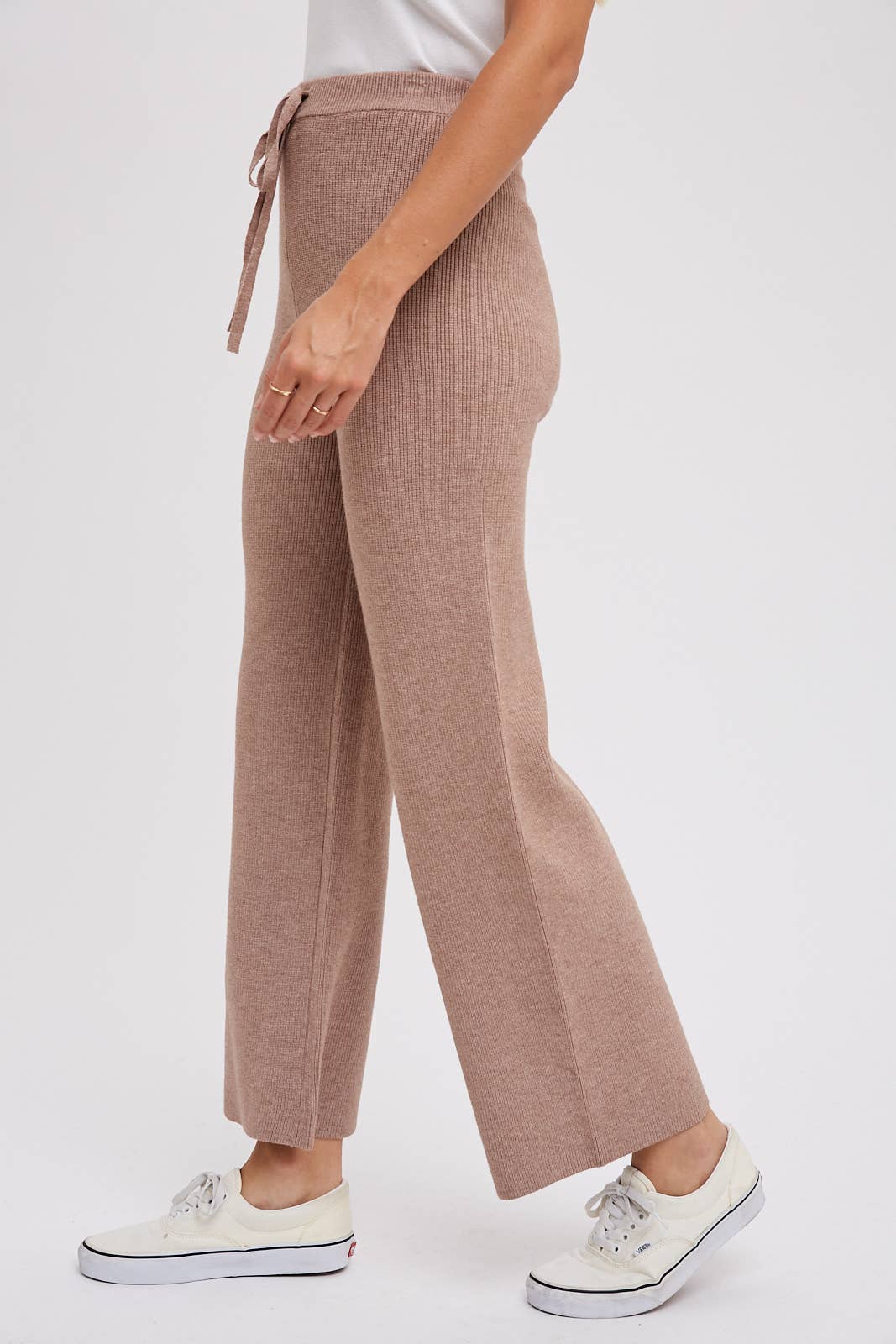 RIBBED SWEATER LOUNGE PANTS: LATTE