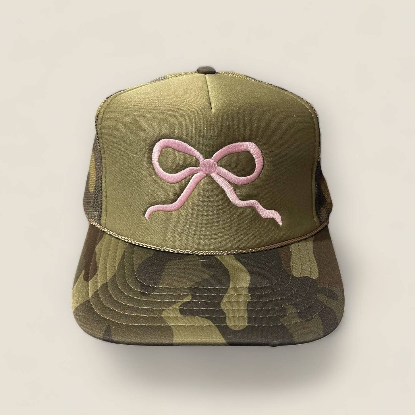 Pink Bow Trucker Hat: Camo