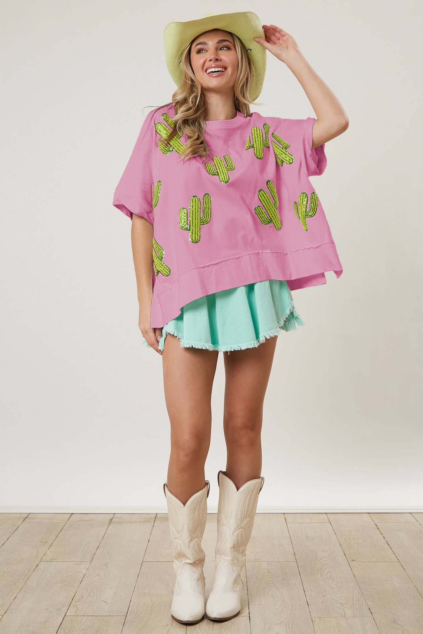 Cactus Embroidery Oversized Top