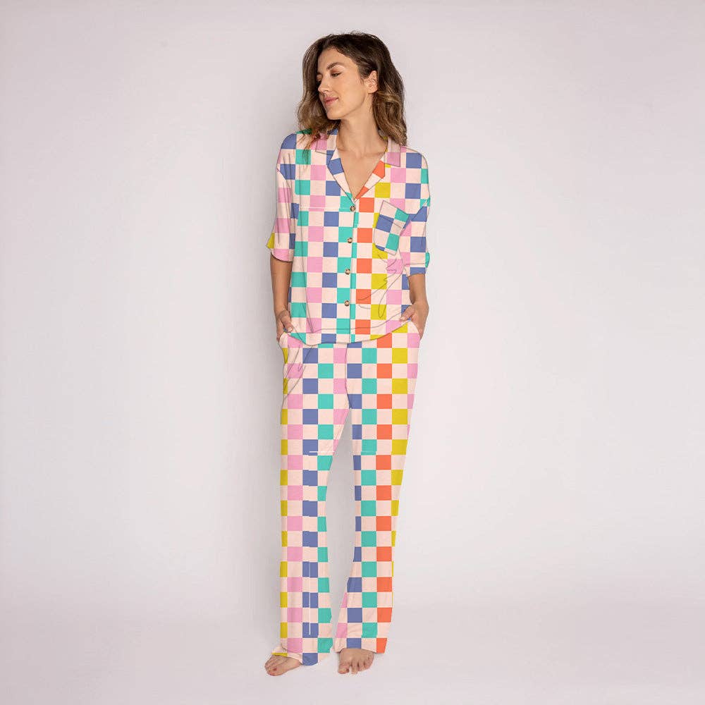 Multicolor Checkered Pajama Set