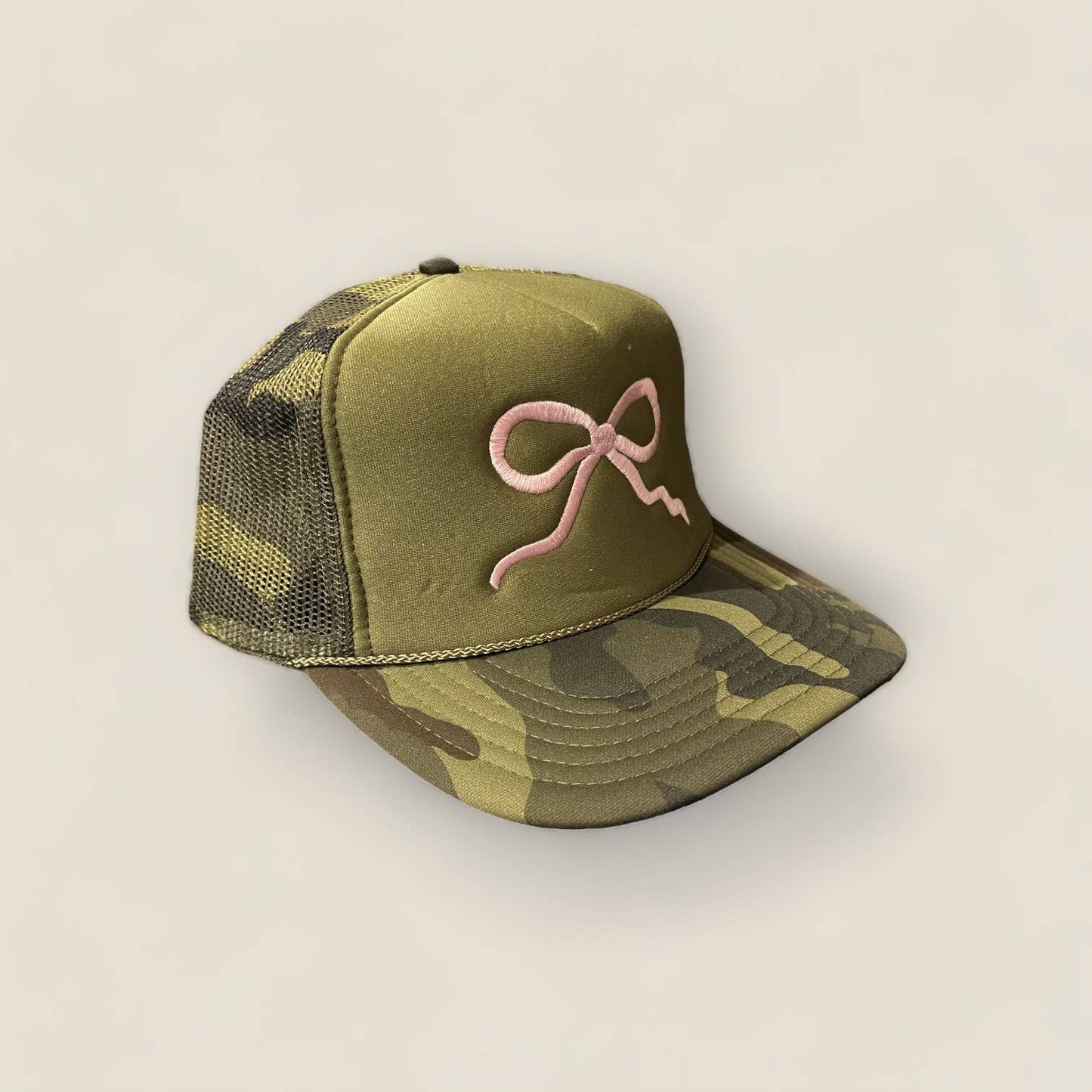 Pink Bow Trucker Hat: Camo