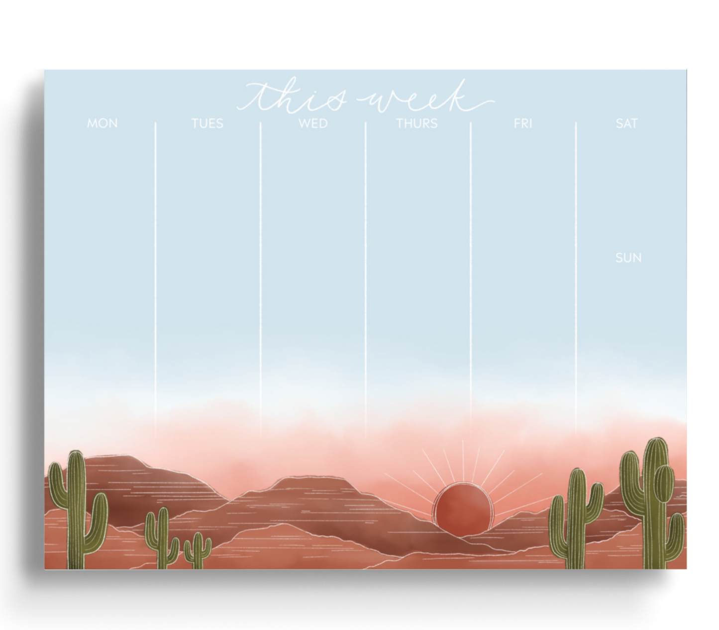 Desert Landscape Weekly Planner Notepad, 8.5x11 in.