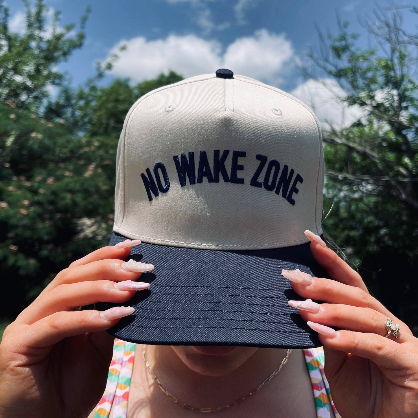 No Wake Zone Classic Trucker Hat | Natural/Navy