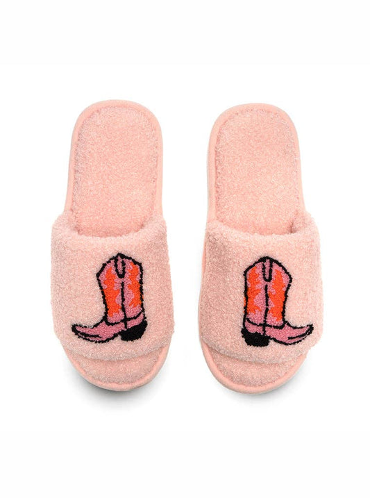 Cowgirl Boots Slide Slippers- Blush