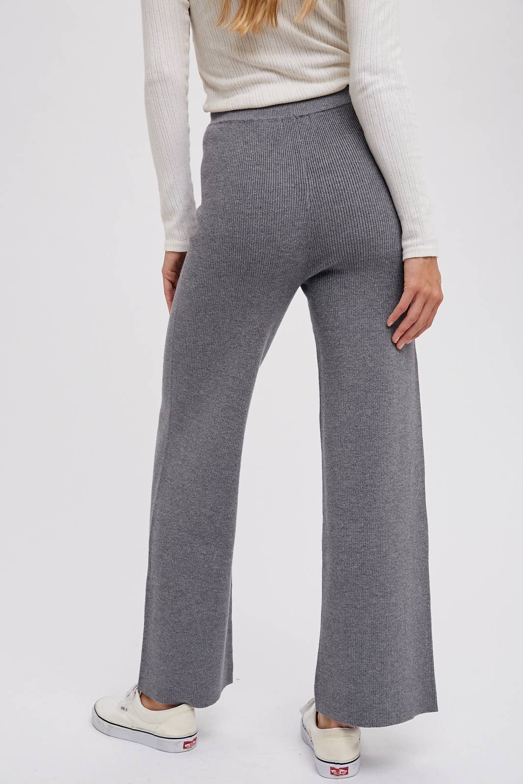 RIBBED SWEATER LOUNGE PANTS: LATTE