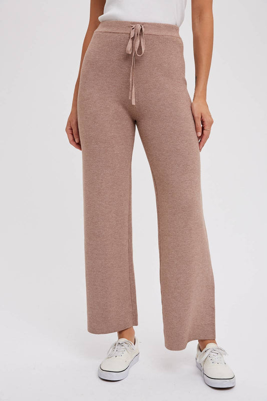 RIBBED SWEATER LOUNGE PANTS: LATTE