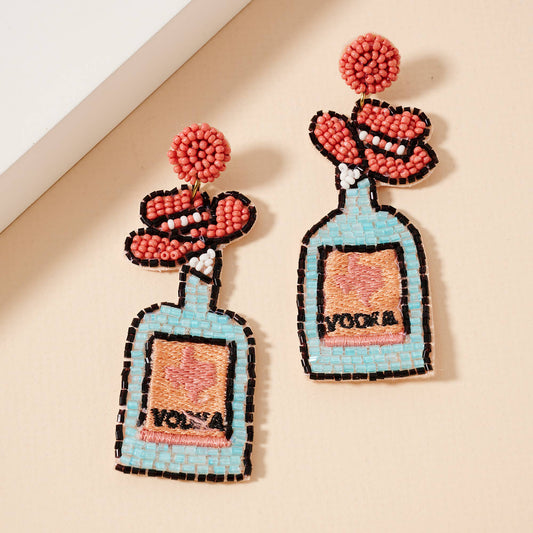 Cowboy Drink Seed Beaded Earrings