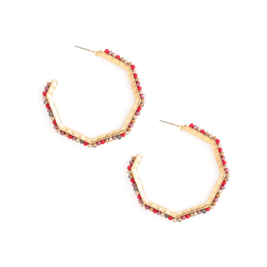 Colorful Octagon Hoops- Red