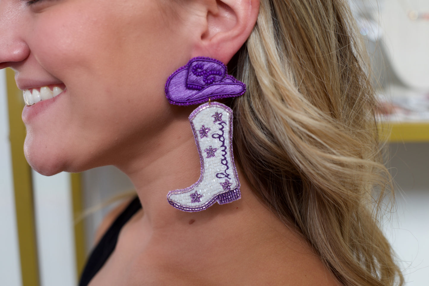 DOS FEMMES- Purple Howdy Earrings